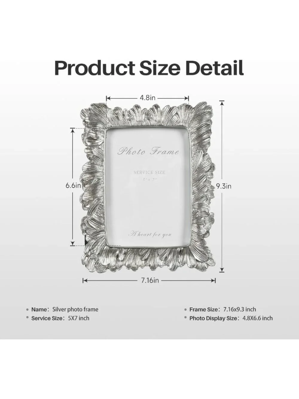 Elegant Vintage 5x7 Picture Frame with Textured Palm Leaves for Wall & Tabletop